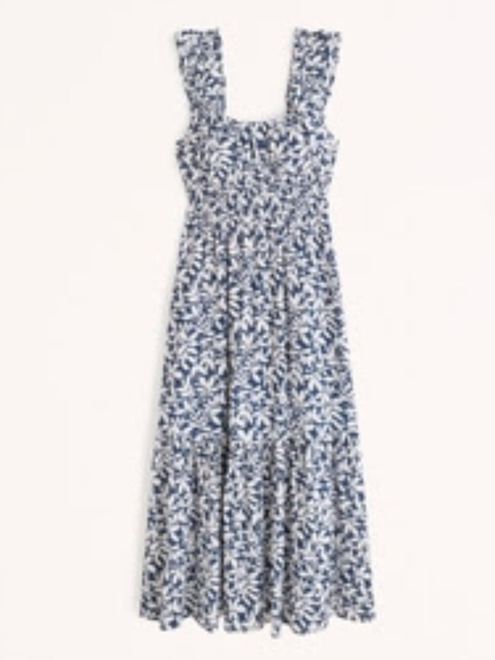 Abercrombie & Fitch Ruffle Strap Textured Maxi Navy and White Pattern NWT XS